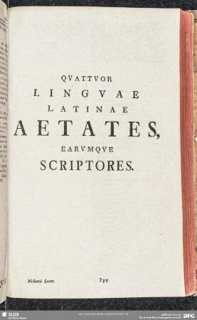 Quattur Linguae Latinae Aetates Earumque Scriptores