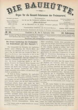 No. 36. Frankfurt a. M., den 6. September 1913. 56. Jahrgang.