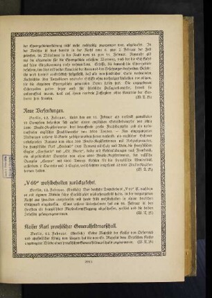 Neue Versenkungen.