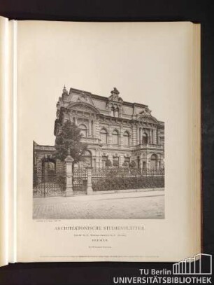 Architektonische Studienblätter. Serie III, No. 51. Wohnhaus Osterdeich No. 27 (Frerichs). Bremen.