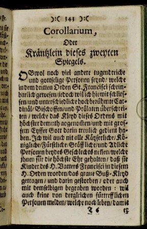Corollarium, Oder Kräntzlein dieses zweyten Spiegels.