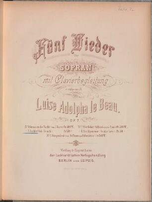 5 Lieder : für Sopran mit Clavierbegl. ; op. 7. 3, Juchhe