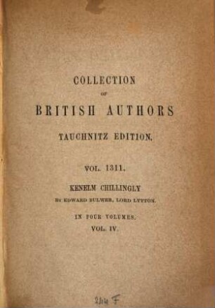Kenelm Chillingly, his adventures and opinions, 4