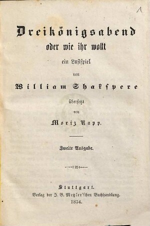 William Shakspere’s dramatische Werke, 5,[2]. Dreikönigsabend