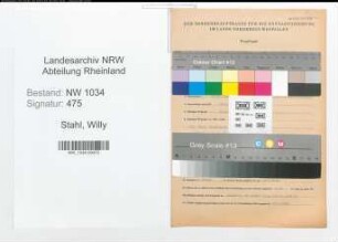 Entnazifizierung Willy Stahl , geb. 17.12.1909 (Hauptmann)