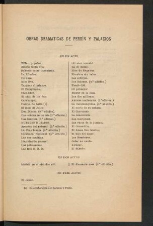 Obras dramaticas de Perrín y Palacios