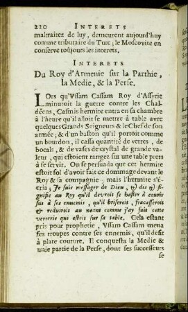 Interets Du Roy d'Armenie sur la Parthie, la Medie, & la Perse.