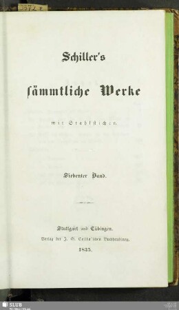 7: Schiller's sämmtliche Werke : mit Stahlstichen