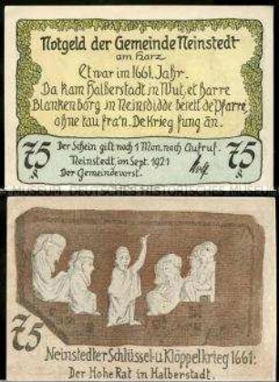 Neinstedt 75 Pfennig, Notgeldserie