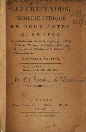 Les prétendus : comédie-lyrique en deux actes, et en vers