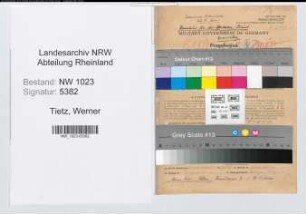 Entnazifizierung Werner Tietz , geb. 17.07.1890 (Lehrer)