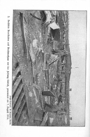 2. Zerstörte Barrikaden und Drahtverhaue von der Festung Lüttich, genommen am 7. August 1914.
