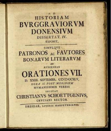 Historia Burggraviorum Donensium. Dissertat. IV.