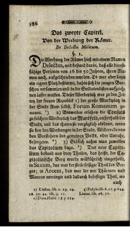 Das zweyte Capitel. Von der Werbung der Römer. De Delectu Militum.