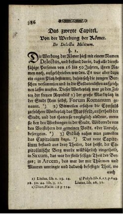 Das zweyte Capitel. Von der Werbung der Römer. De Delectu Militum.