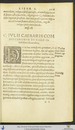 C. Iulii Caesaris Commentariorum De Bello Civili liber secundus