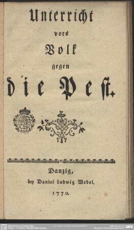 Unterricht vors Volk gegen die Pest