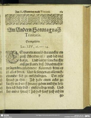 Am Andern Sonntag nach Trinitatis. Evangelium. Luc. XIV, 16.-24.