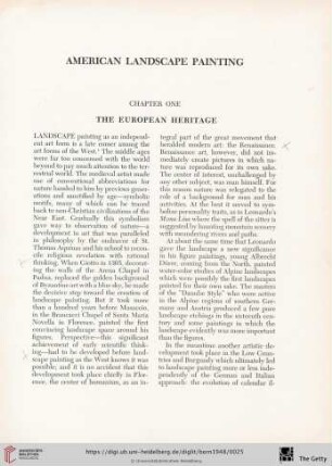 Chapter one: The European heritage