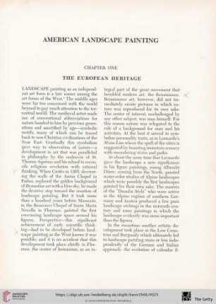 Chapter one: The European heritage
