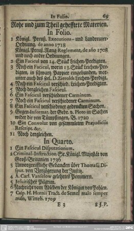 Rohe und zum Theil gehefftete Materien