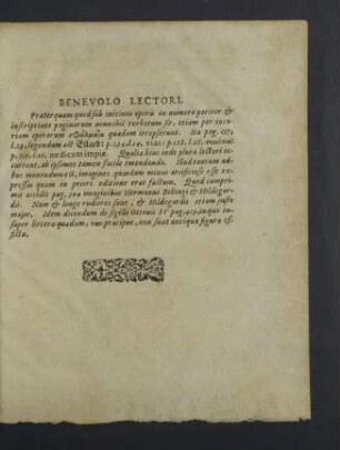 Benevolo lectori.
