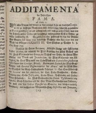 Additamenta der Pohlnischen Fama.