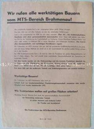 Propagandaflugblatt für die Kollektivierung in der Landwirtschaft