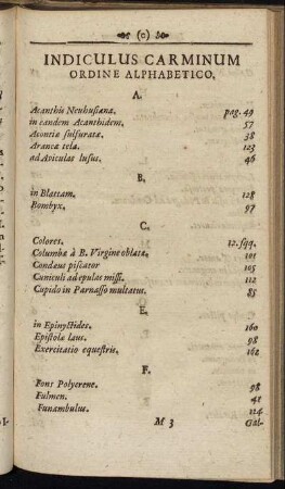 Indiculus Carminum Ordine Alphabetico