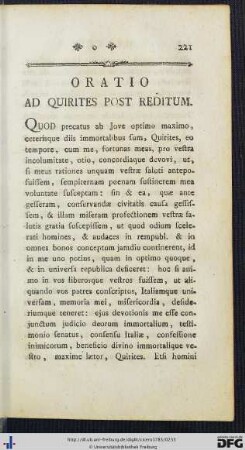 Oratio Ad Quirites Post Reditum.