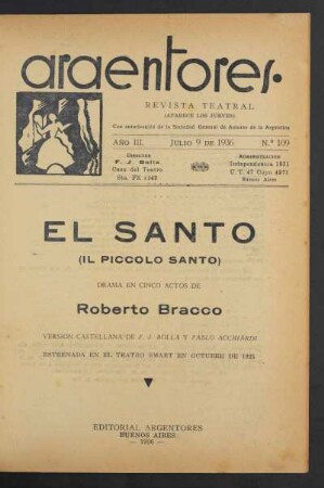 1936010900: El santo : drama en cinco actos
