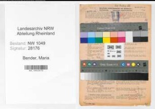 Entnazifizierung Maria Bender , geb. 10.05.1901 (Kuechenleiterin)