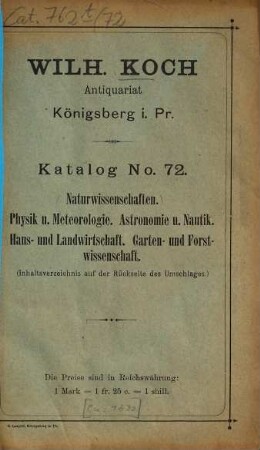 Katalog. 72. [ca. 1892]