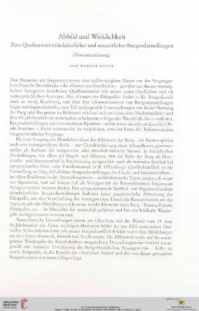 Abbild und Wirklichkeit. Zum Quellenwert mittelalterlicher und neuzeitlicher Burgendarstellungen