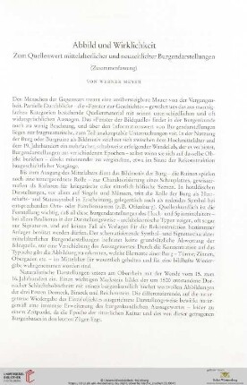Abbild und Wirklichkeit. Zum Quellenwert mittelalterlicher und neuzeitlicher Burgendarstellungen