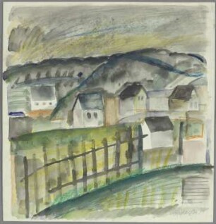 Ohne Titel [Dorf vor Weinbergen]