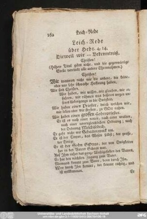 Leich-Rede über Hebr. 4, 14.