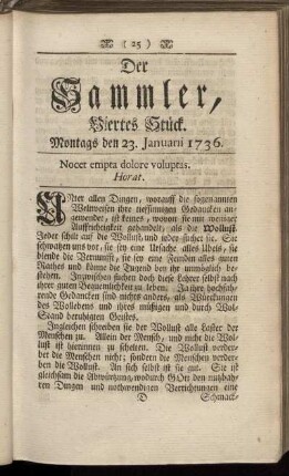 Viertes Stück. Montags den 23. Januarii 1736.