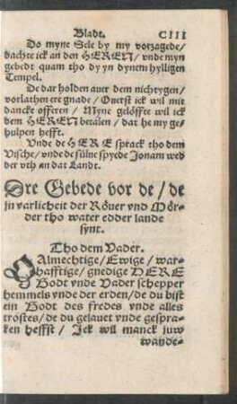Dre Gebede vor de/ de in varlicheit der Röver und Mörder ... synt.