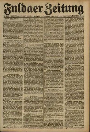 Erste Ausgabe vom Mittwoch, den 11. Dezember 1918.