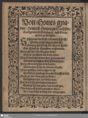 Von Gottes gnaden, Heinrich Hertzog zu Sachssen, Landgrave in Düringen, und Marggrave zu Meissen