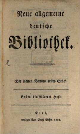 Neue allgemeine deutsche Bibliothek. 8. 1794