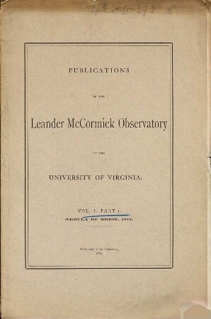 Publications of the Leander McCormick Observatory, 1. 1886, P. 3