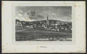 Ansicht von Gahlenz, Lithographie, 1838 : Gahlenz / N. d. Nat. gez. v. J. Möckel. - Dresden : Renner u. Netzschau , [1838]. - 1 Kunstbl. : Lithogr. ; 19 x 12 cm +++ Auch enth. in Sachsens Kirchen-Galerie