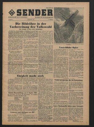 Betriebszeitung 'WF-Sender', Nr.31/1954 (8. September 1954)