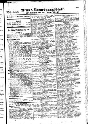 758. Ausgabe. Freitag, 29. Oktober 1915