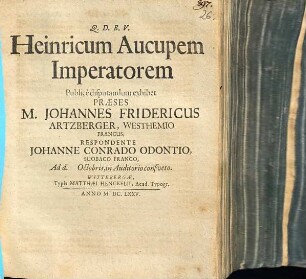 Heinricum Aucupem Imperatorem