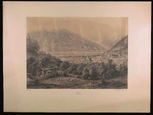 Lithographie mit Darstellung des Ortes Chur, Schweiz