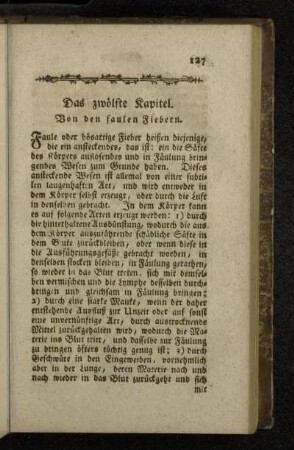 Das zwölfte Kapitel. Von den faulen Fiebern.