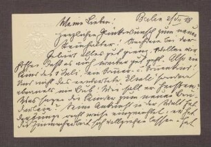 Schreiben von Constantin Fehrenbach, Berlin, an Elisabeth Rosset, Gratulation zum neuen Kind und Äußerungen zu Erzbergers Haltung zur Litauen-Frage
